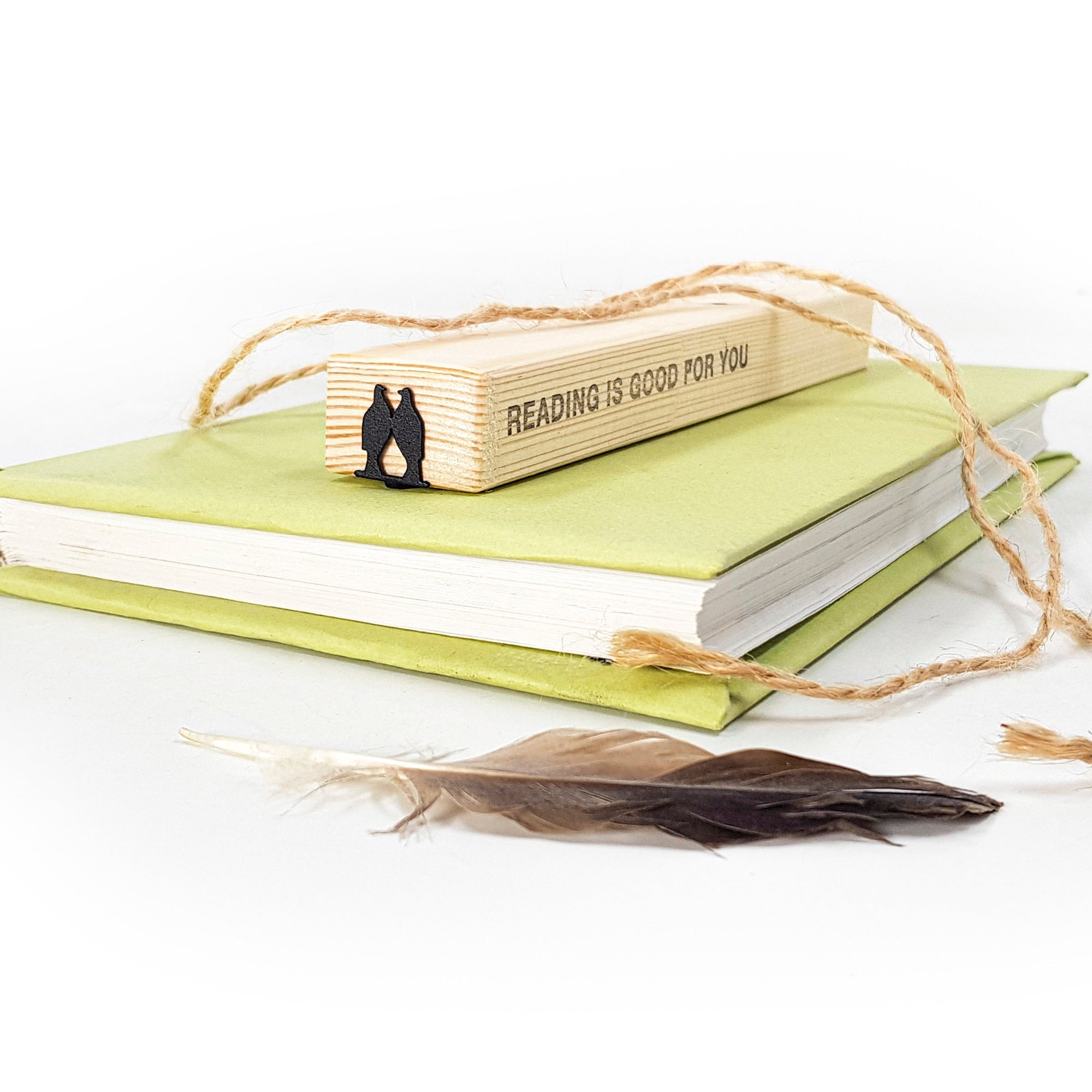 Handmade steel bookmark in wooden display block by Atelier Article, gift for book lovers