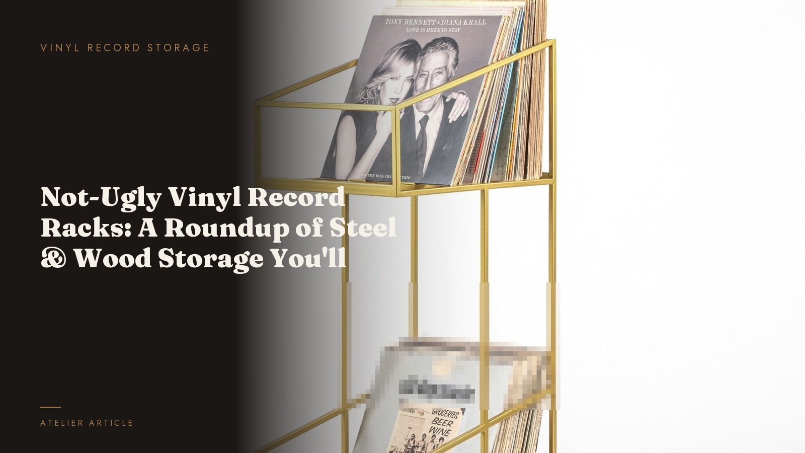 Not-Ugly Vinyl Record Racks: A Roundup of Steel & Wood Storage You'll Actually Want to Display — Double-Deck Shopping Cart Style LP Record Mobile Stand