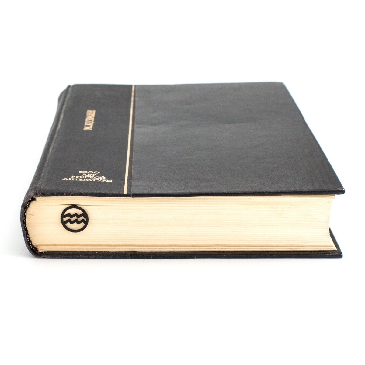 Aquarius metal bookmark in a closed book, only its top showing above the pages