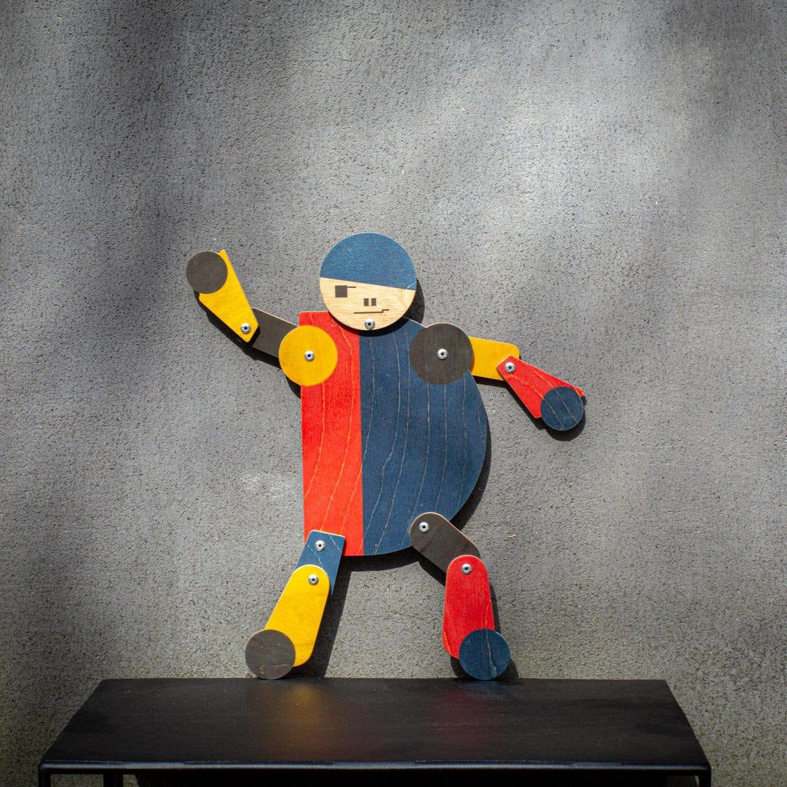 wooden acrobat toy bauhaus articulated figure full view