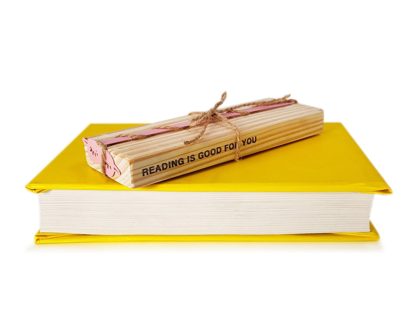 Sleep Mask metal bookmark with the engraved wooden gift block it ships with