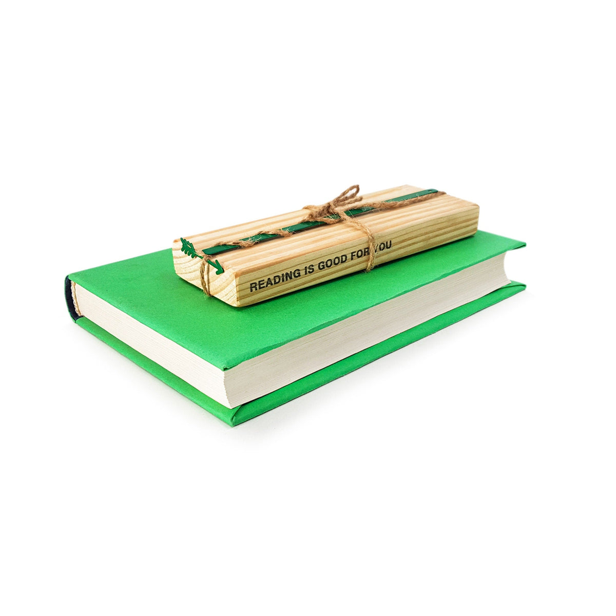 Arrow metal bookmark with the engraved wooden gift block it ships with