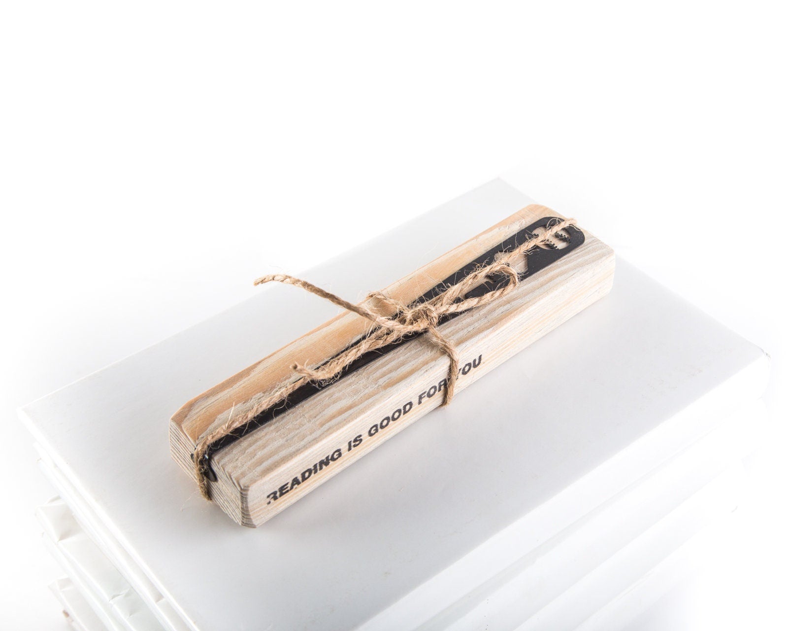 Baseball Love metal bookmark with the engraved wooden gift block it ships with