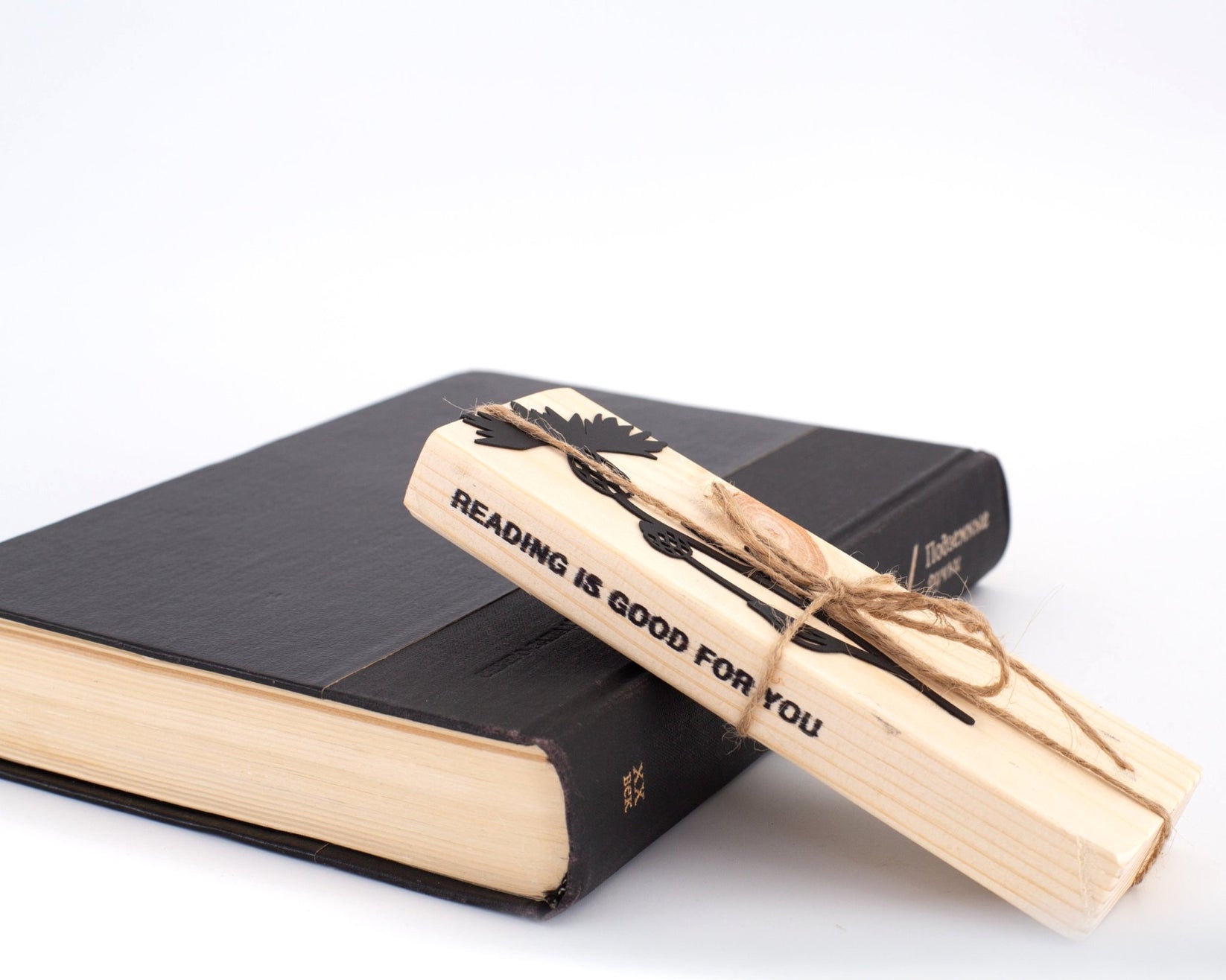 Beautiful Knapweed and the Bee metal bookmark with the engraved wooden gift block it ships with