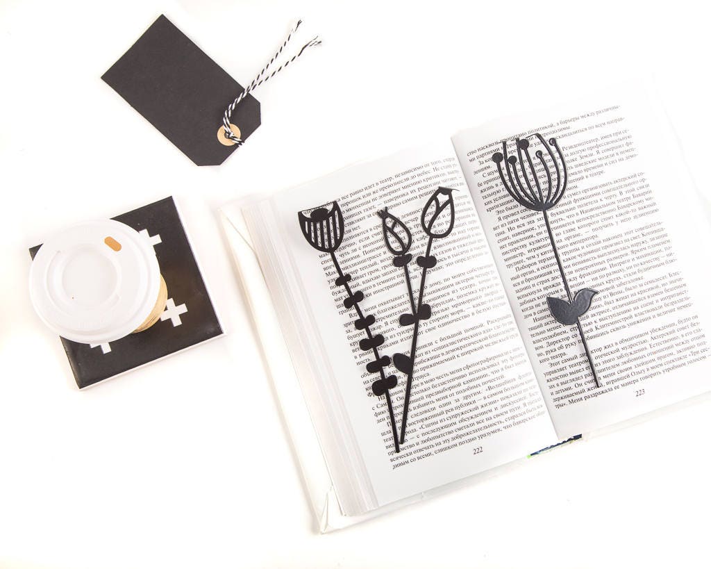 Bellflower metal bookmark shown together with other bookmarks from the range