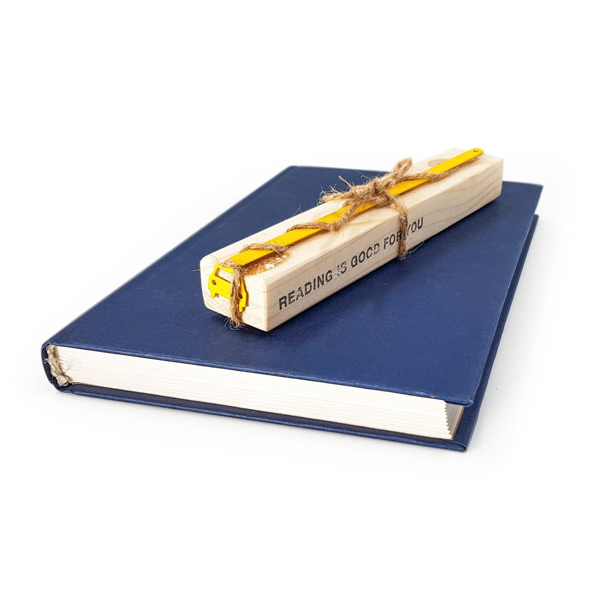 Car metal bookmark in gold with the engraved wooden gift block it ships with