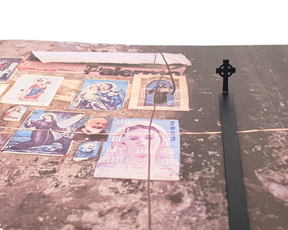 Celtic Cross metal bookmark against a coloured backdrop