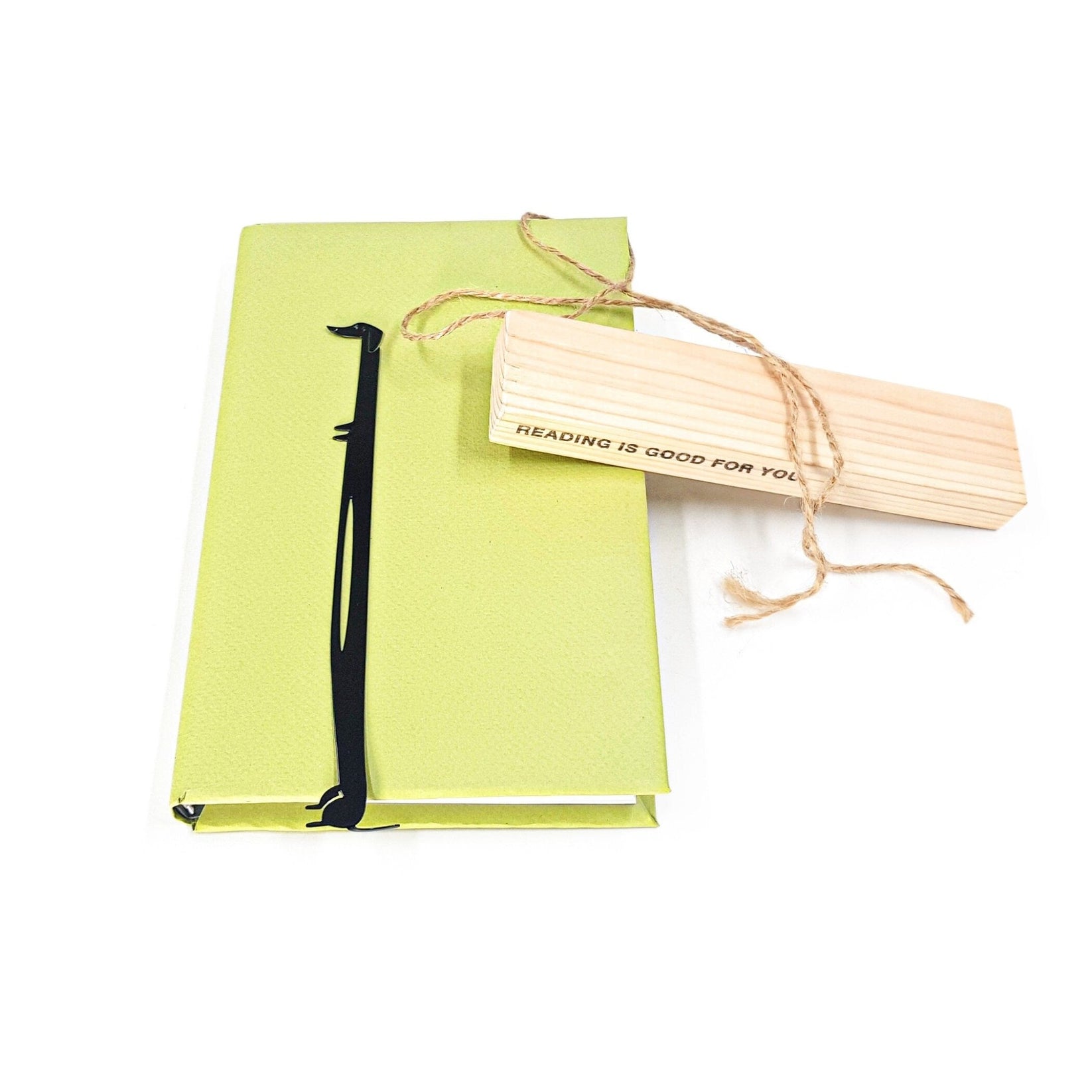 Dachshund My Long Time Friend metal bookmark with the engraved wooden gift block it ships with