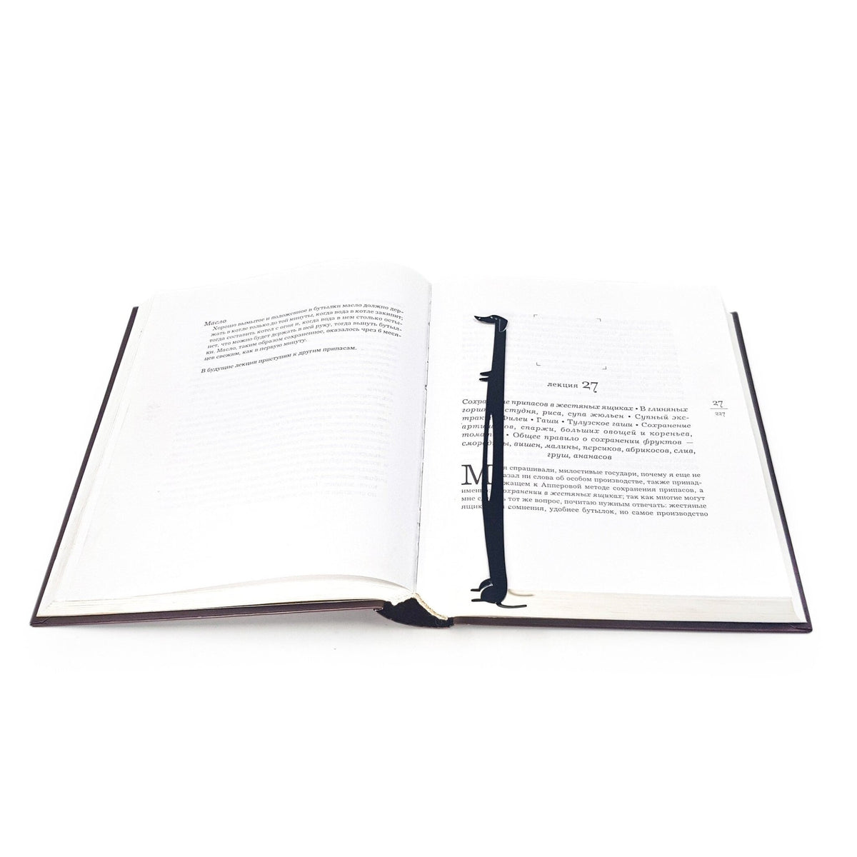 Dachshund My Long Time Friend metal bookmark marking a page in an open book