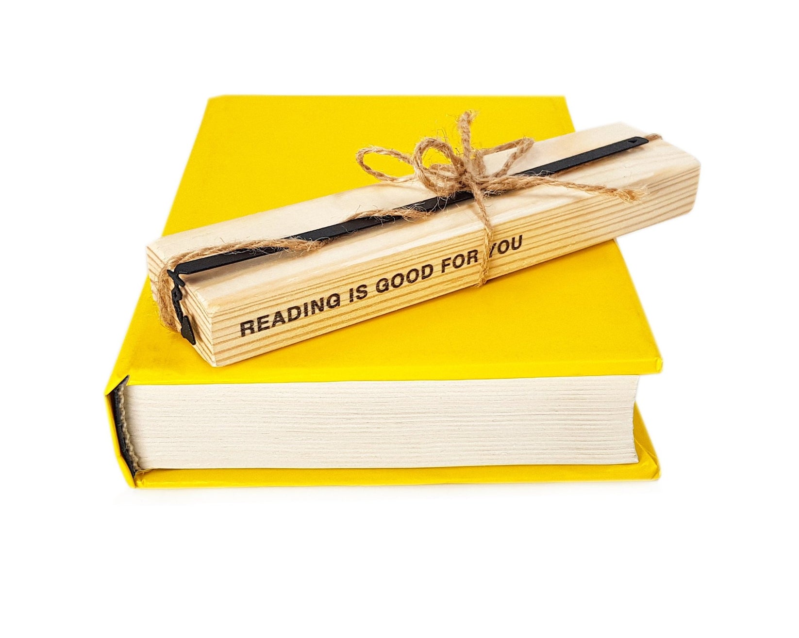 Desk Lamp metal bookmark with the engraved wooden gift block it ships with