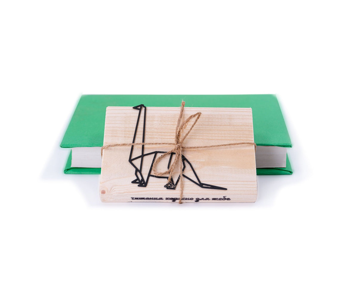 Dinosaur Geometry Style metal bookmark packed with kraft paper and twine as a gift