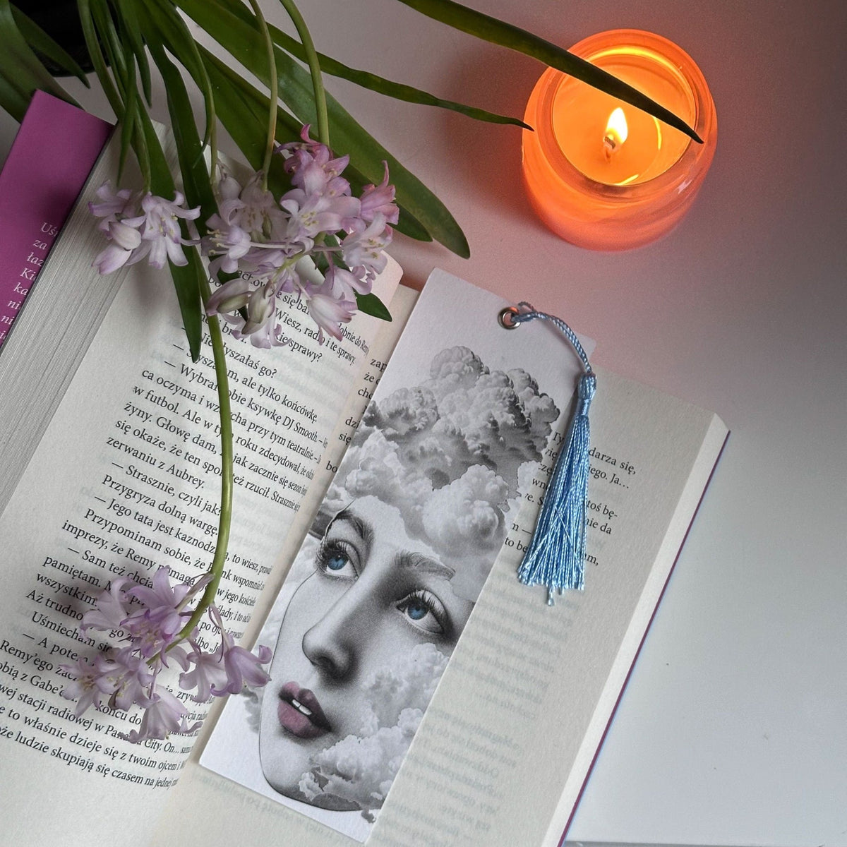 Dreamer metal bookmark on a coloured background, view 4