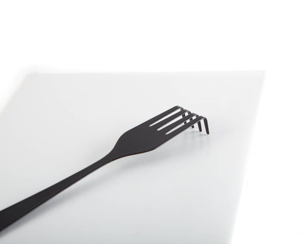 Fork metal bookmark shown flat on a white background