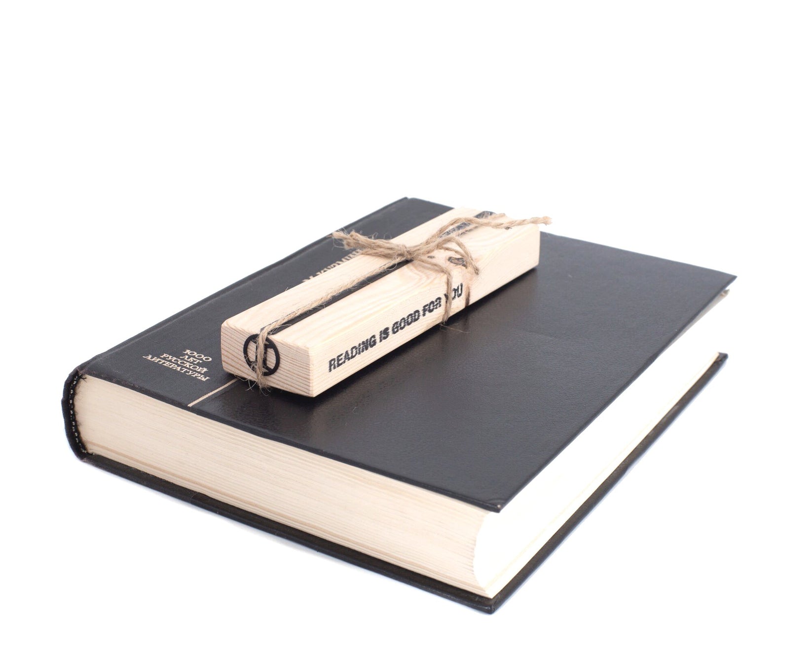 Gemini metal bookmark with the engraved wooden gift block it ships with