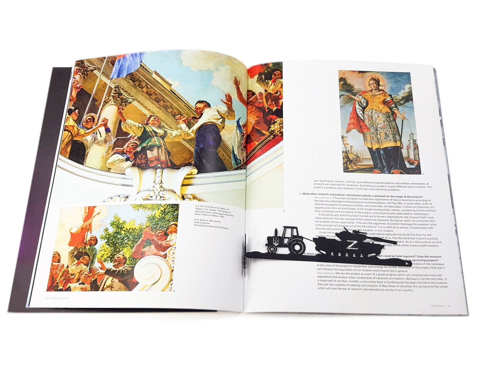 Good Evening We Are from Ukraine metal bookmark marking a page in an illustrated book