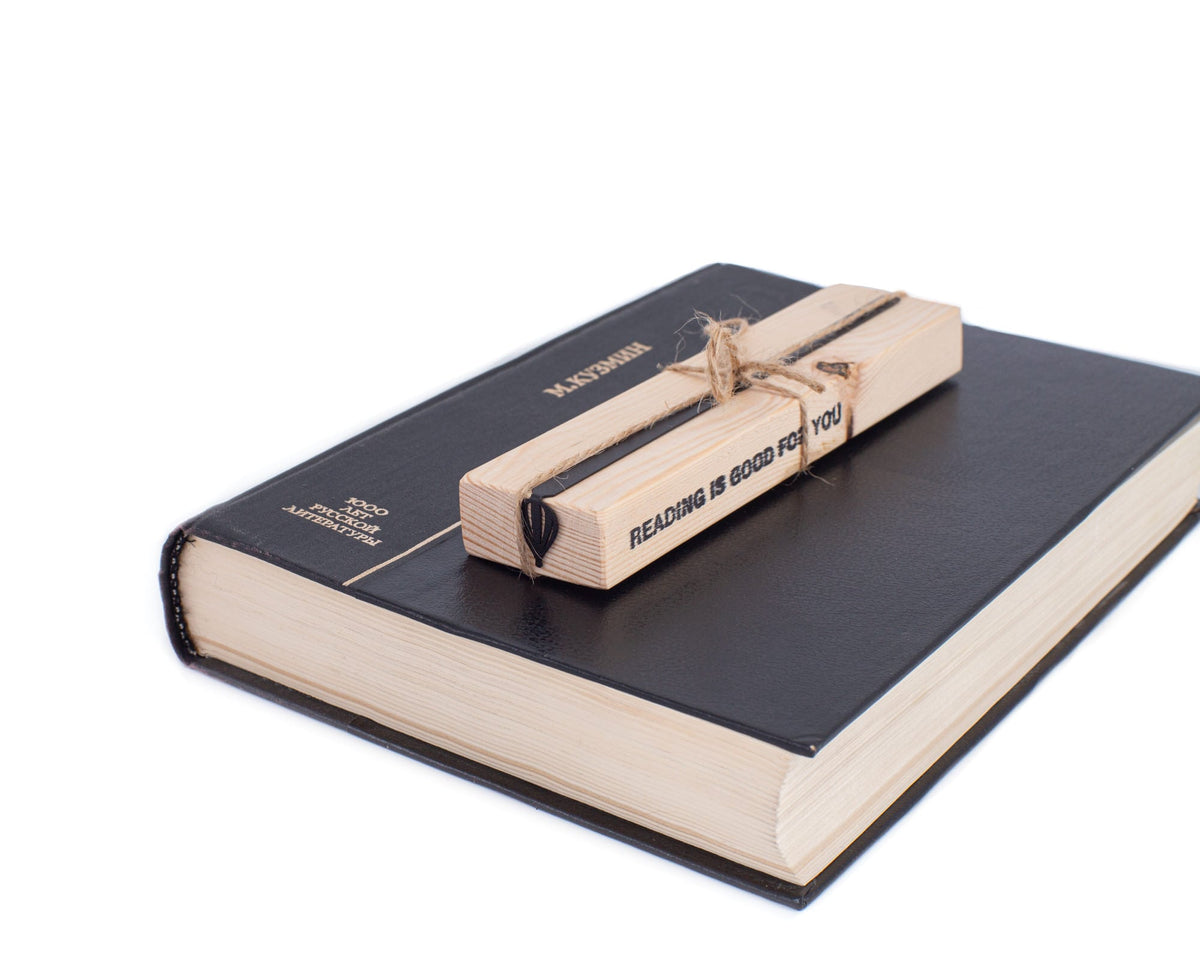 Hot Air Balloon metal bookmark with the engraved wooden gift block it ships with