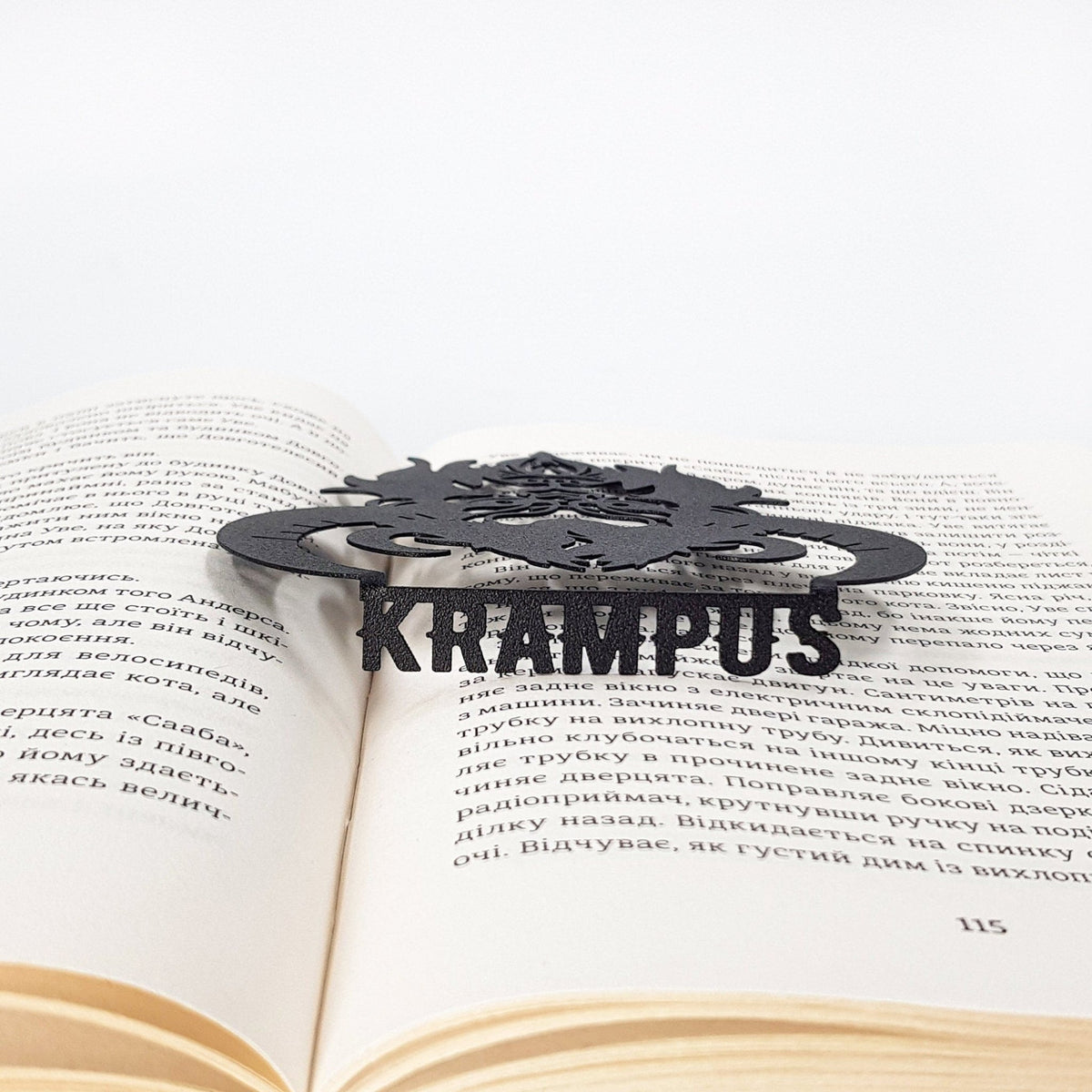 Krampus metal bookmark shown together with other bookmarks from the range