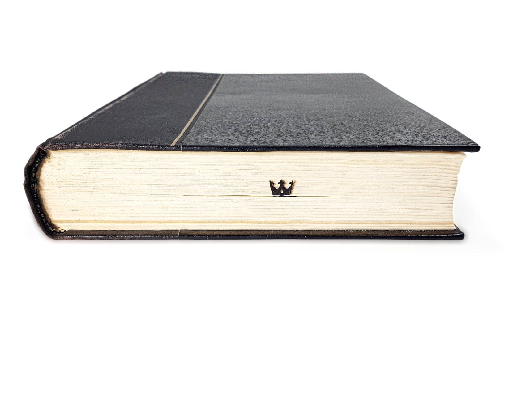 Lion, The King of Animals metal bookmark in a closed book, only its top showing above the pages