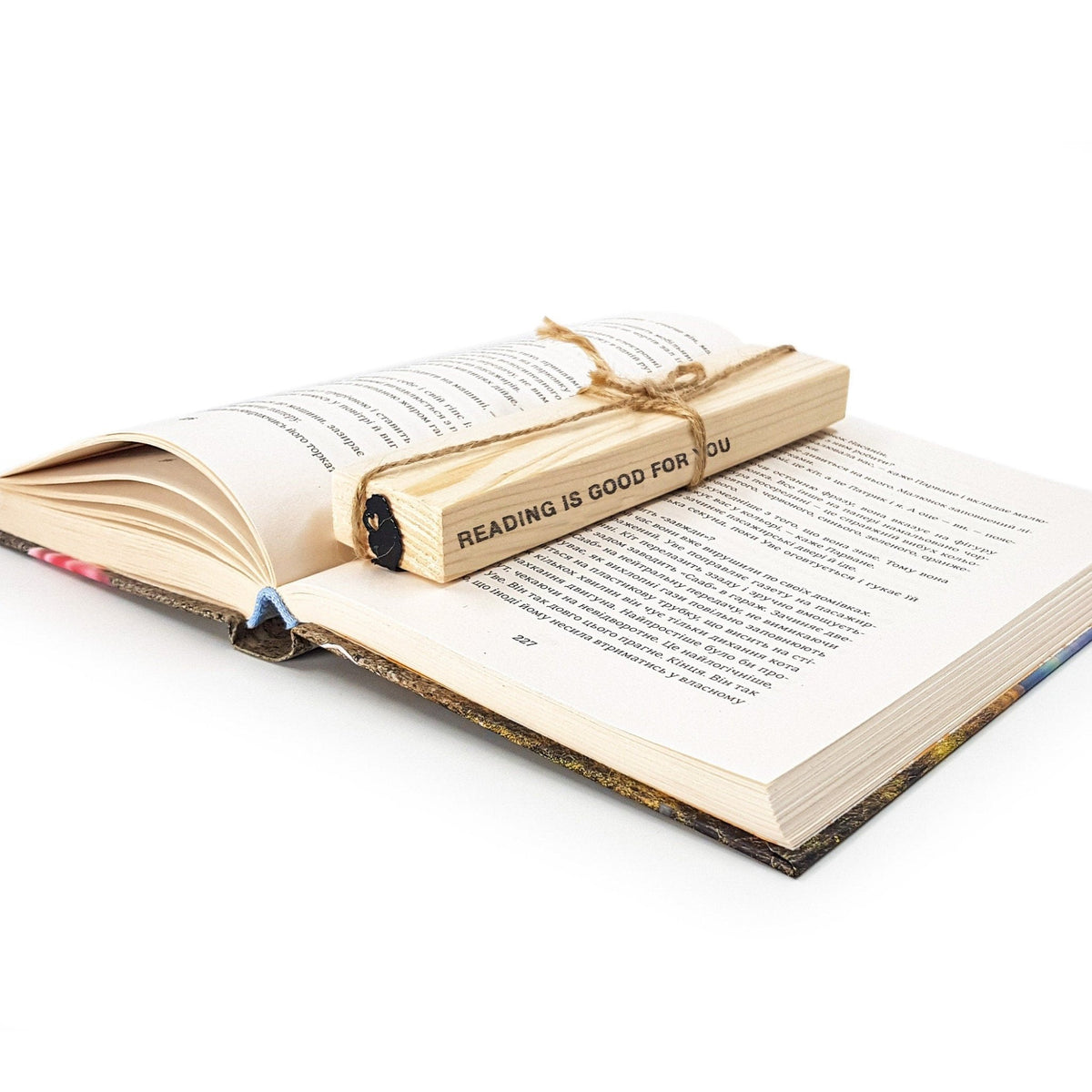Monkey the Thinker metal bookmark with the engraved wooden gift block it ships with