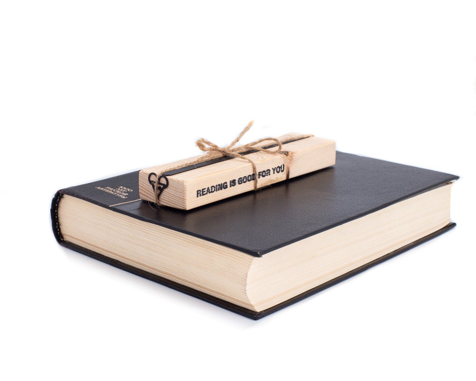 Mouse Head metal bookmark with the engraved wooden gift block it ships with