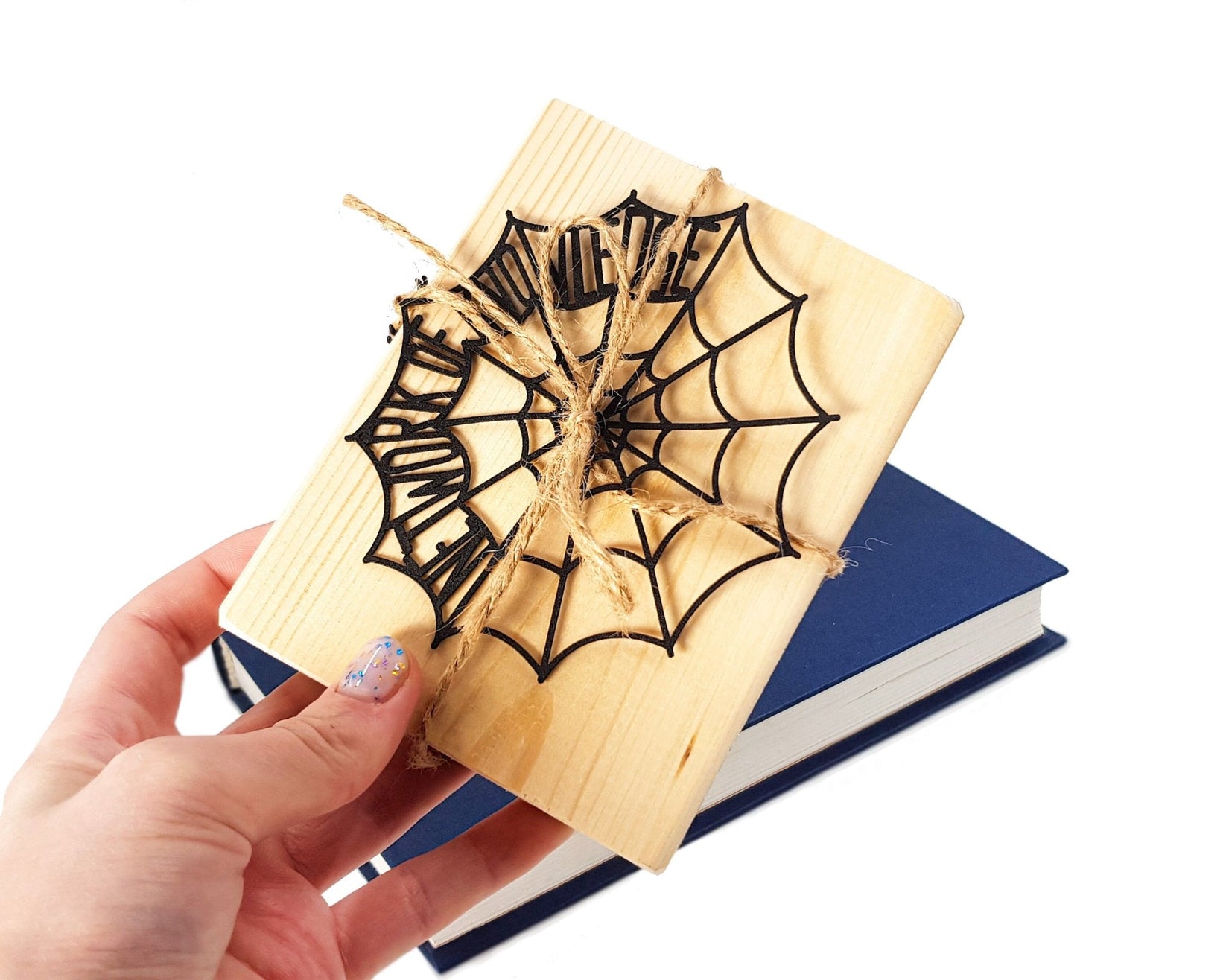 Network of Knowledge metal bookmark packed with kraft paper and twine as a gift