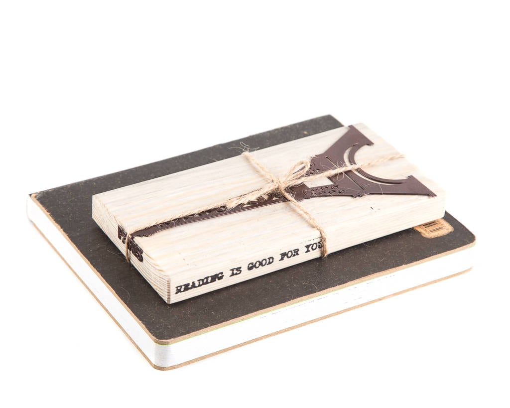 Paris Eiffel Tower metal bookmark packed with kraft paper and twine as a gift