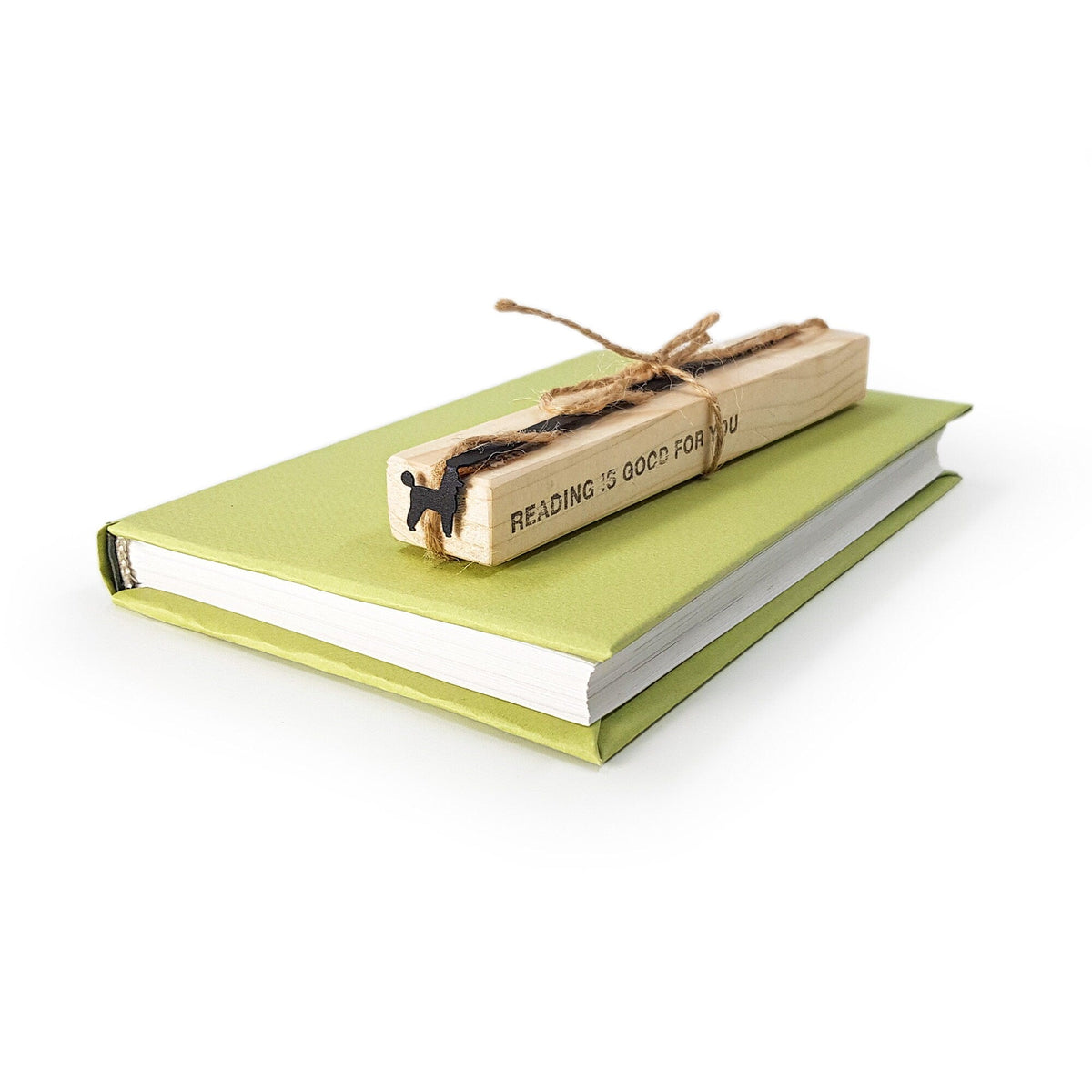 Poodle metal bookmark with the engraved wooden gift block it ships with