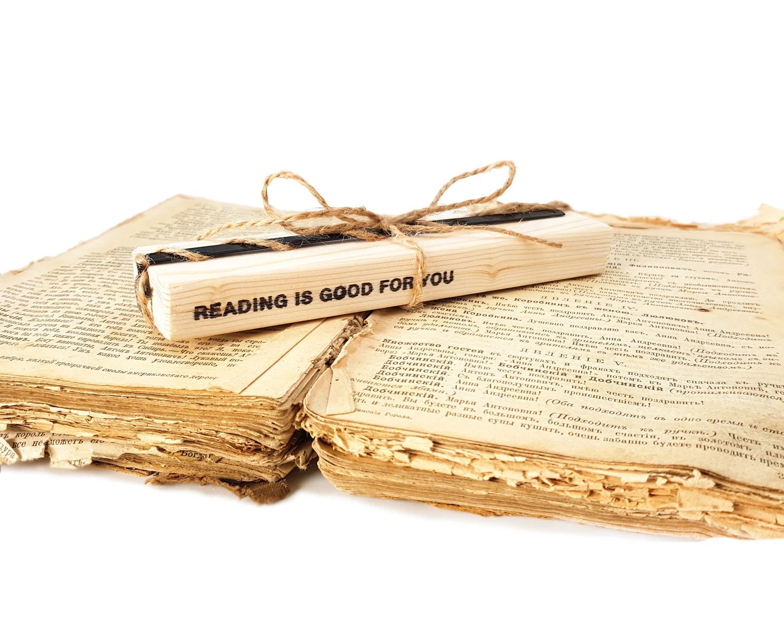 Raven metal bookmark with the engraved wooden gift block it ships with