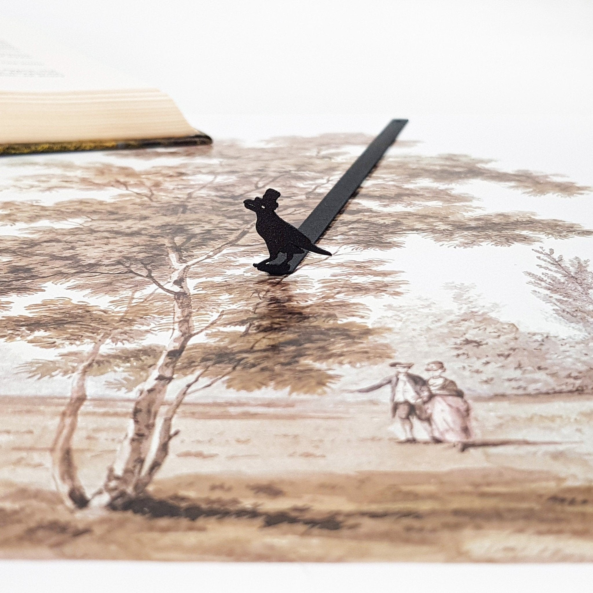 Black Metal Bookmark "Raven in High Hat". - Atelier Article