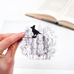 Raven in High Hat Bookmark - Mysterious and Stylish Design for Avid Readers and Dark Academia Enthusiasts - Atelier Article