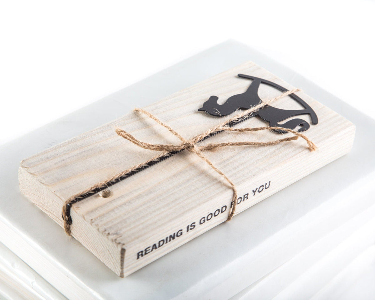 Rocking Horse metal bookmark with the engraved wooden gift block it ships with