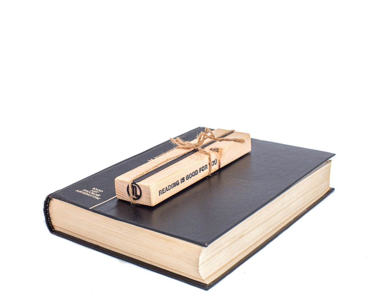 Scorpio metal bookmark with the engraved wooden gift block it ships with