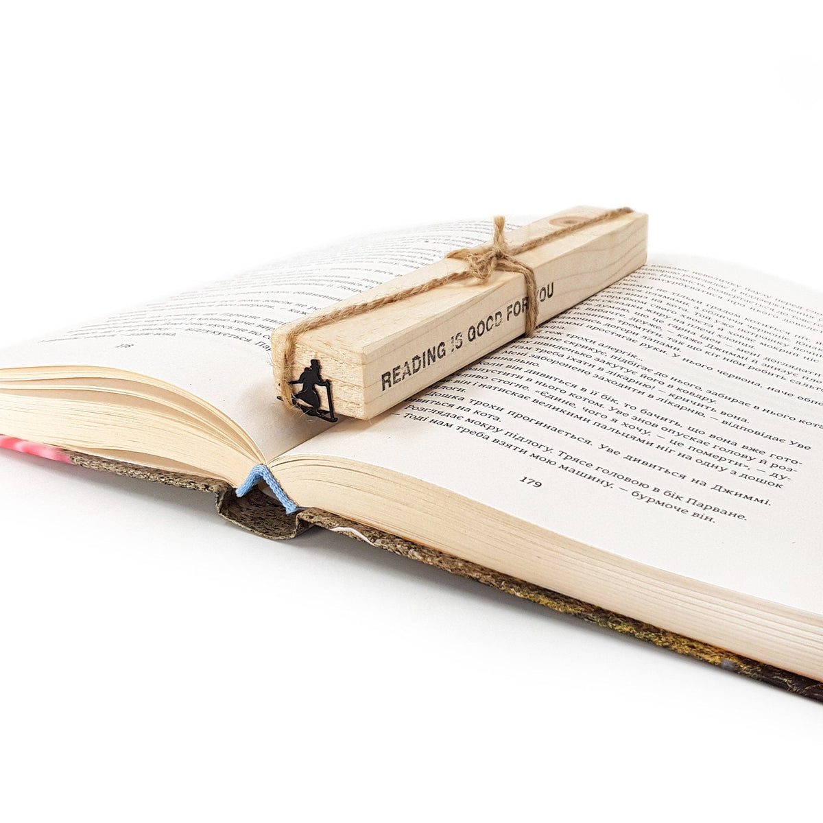 Skier in High Hat metal bookmark with the engraved wooden gift block it ships with