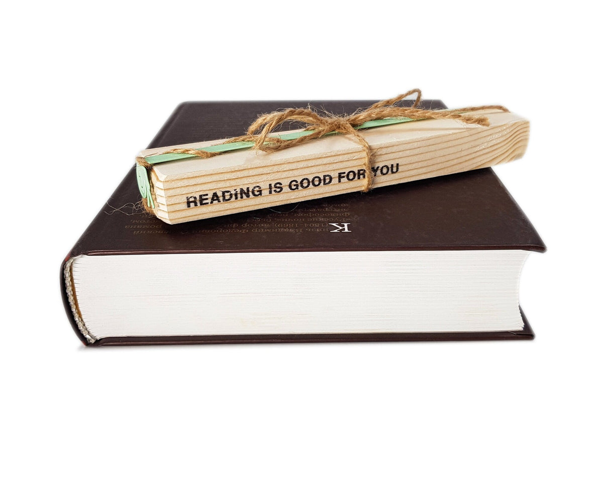 Snail metal bookmark with the engraved wooden gift block it ships with