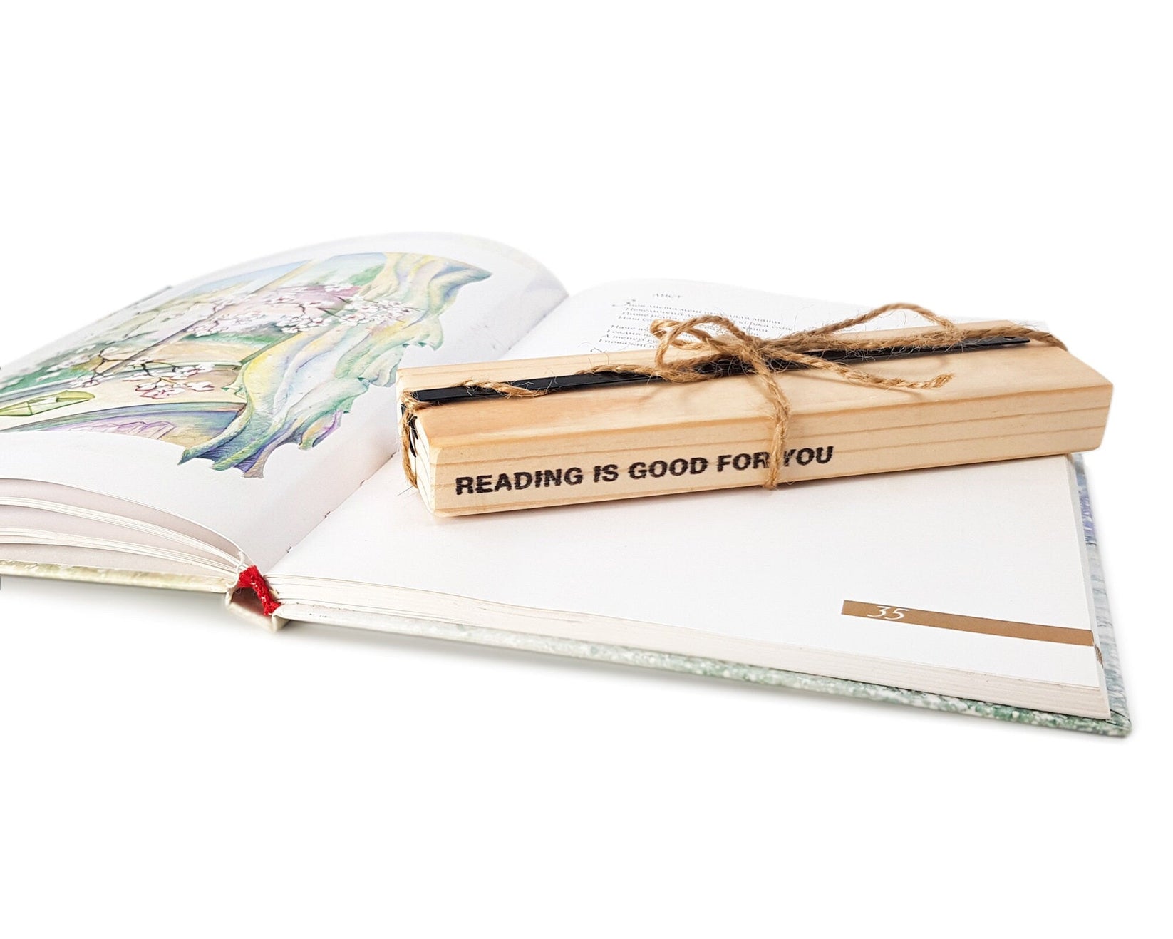 Swallow metal bookmark shown with its wooden gift block