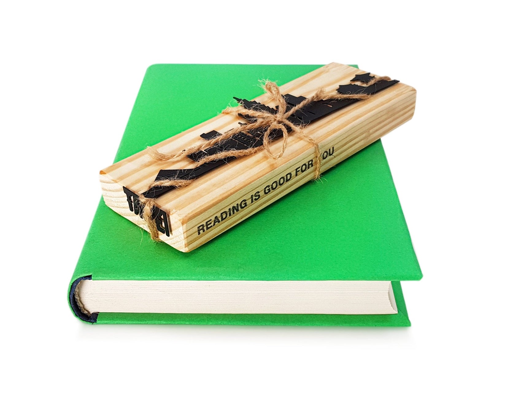 Taipei metal bookmark with the engraved wooden gift block it ships with