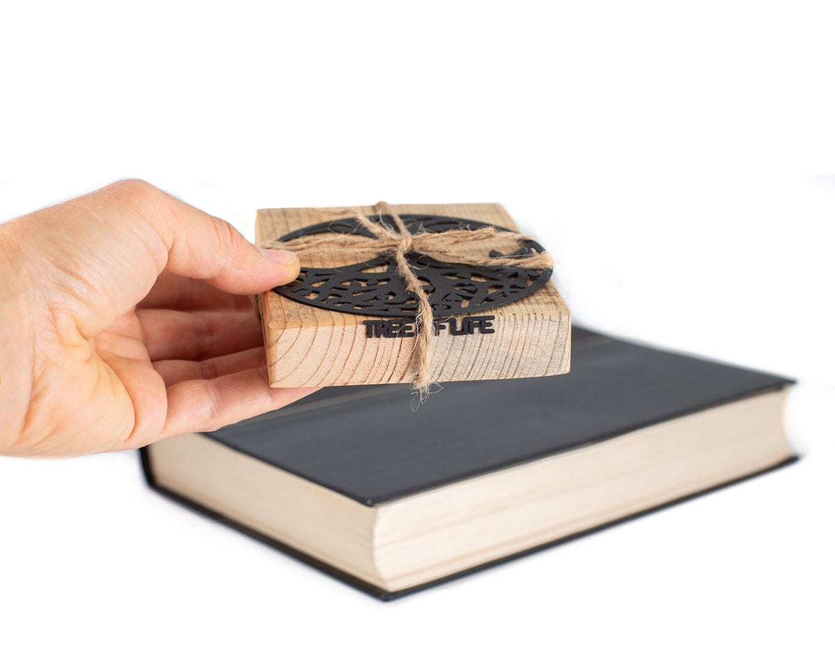 Tree of Life metal bookmark packed with kraft paper and twine as a gift