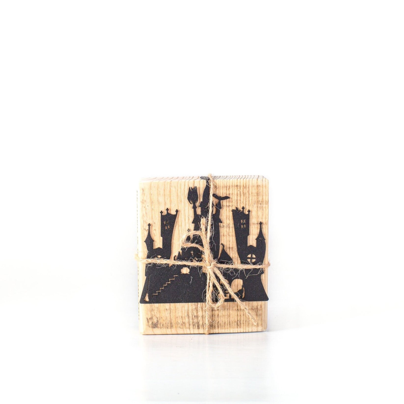 Witch's Castle metal bookmark packed with kraft paper and twine as a gift