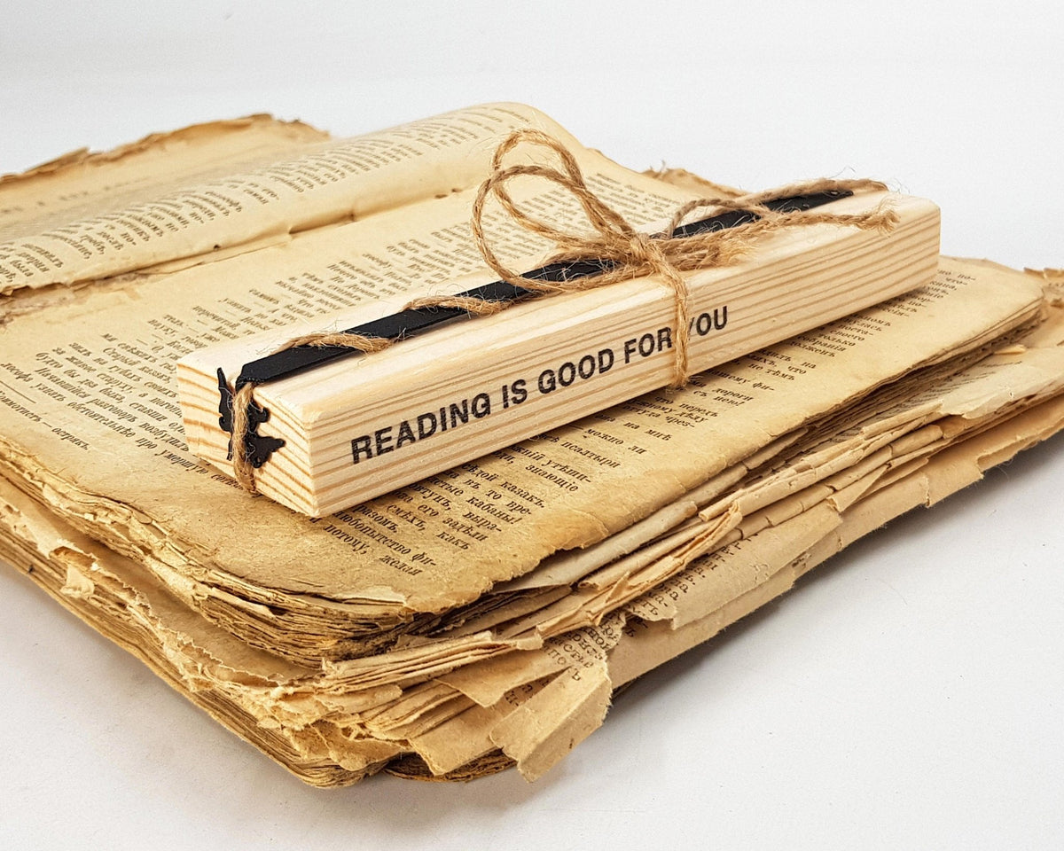 Monster Chupacabra metal bookmark with the engraved wooden gift block it ships with