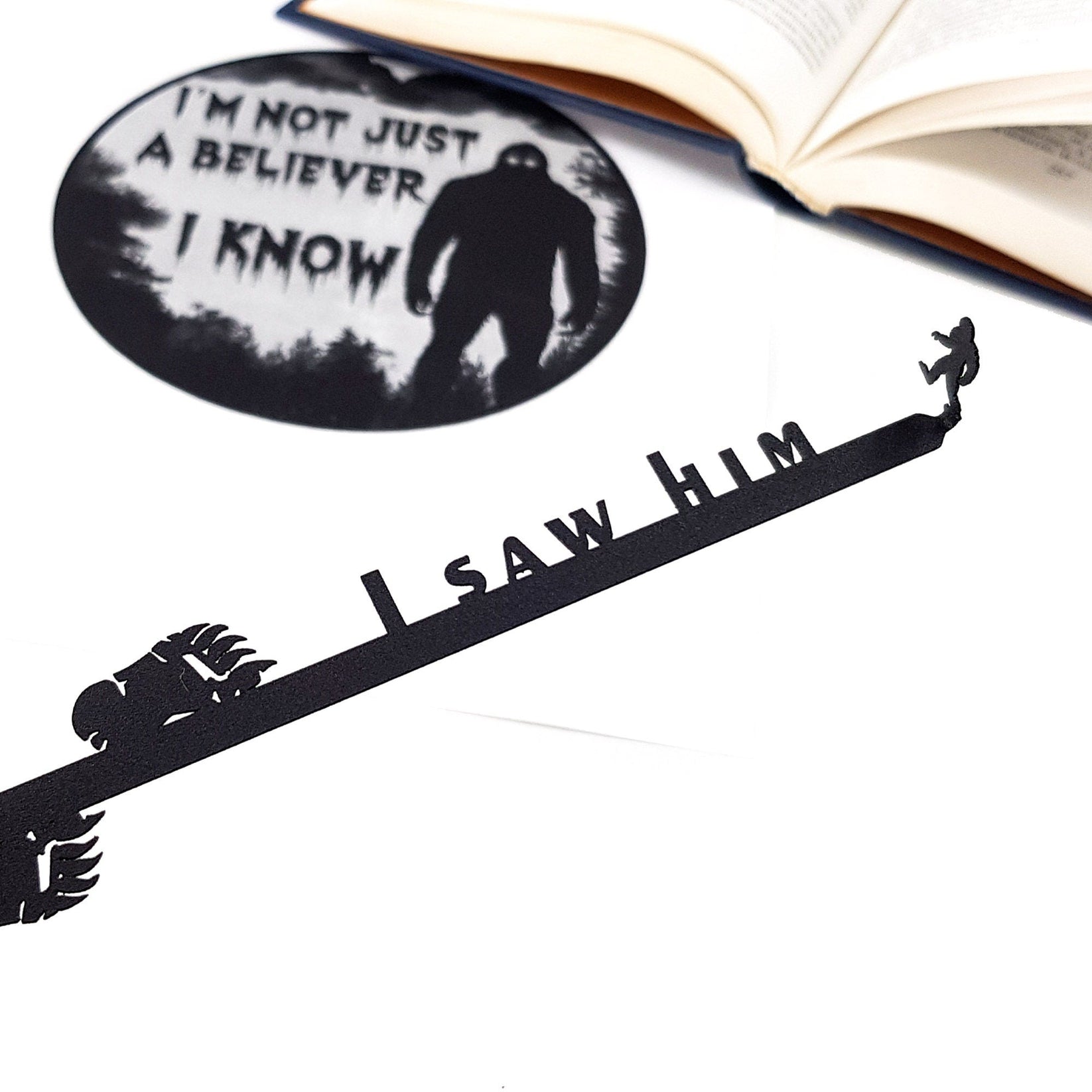 Bigfoot metal bookmark detail of the cut-out edges