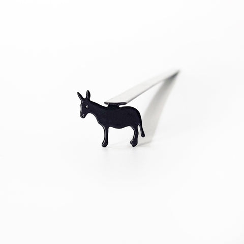 Donkey bookmark shown flat on a white background