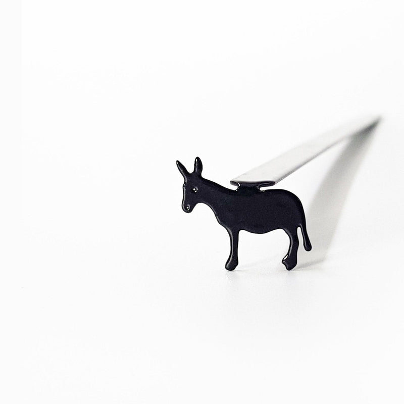 Donkey bookmark shown flat on a white background
