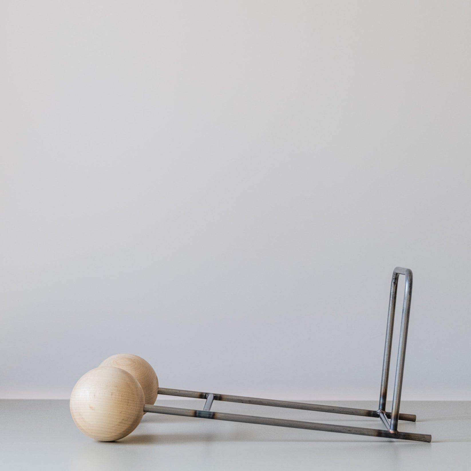 Duo Ball Vinyl Record and Book Stand – Minimalist Steel and Wood Holder - Atelier Article