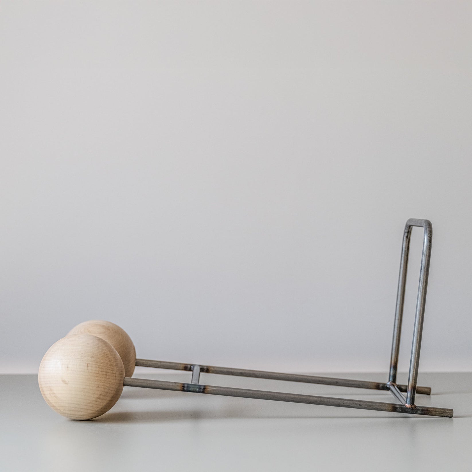 Duo Ball Vinyl Record and Book Stand – Minimalist Steel and Wood Holder - Atelier Article