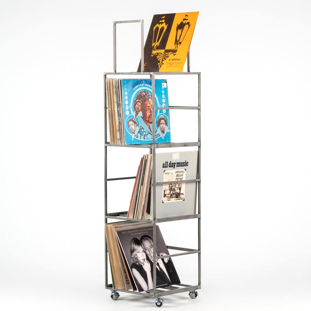 Four-Tier All-Metal Vinyl Record Stand – Holds 240+ LPs - Atelier Article