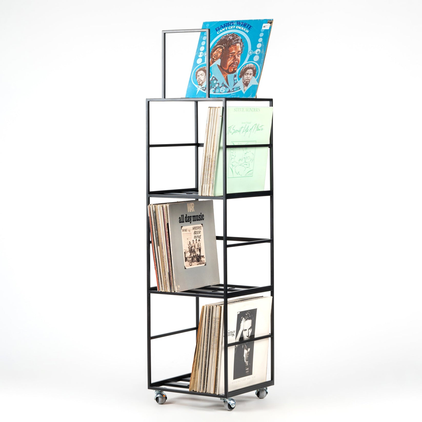 Four-Tier All-Metal Vinyl Record Stand – Holds 240+ LPs - Atelier Article