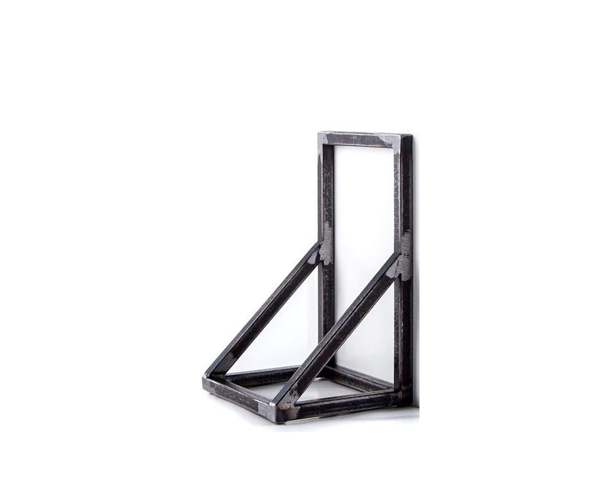 Gate metal bookend, single piece – hand-welded steel rod frame on white