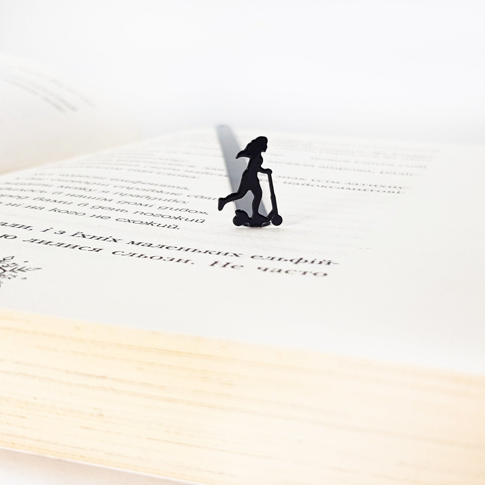 Girl on a Scooter Metal Bookmark – Fun Silhouette Gift for Book Lovers - Atelier Article
