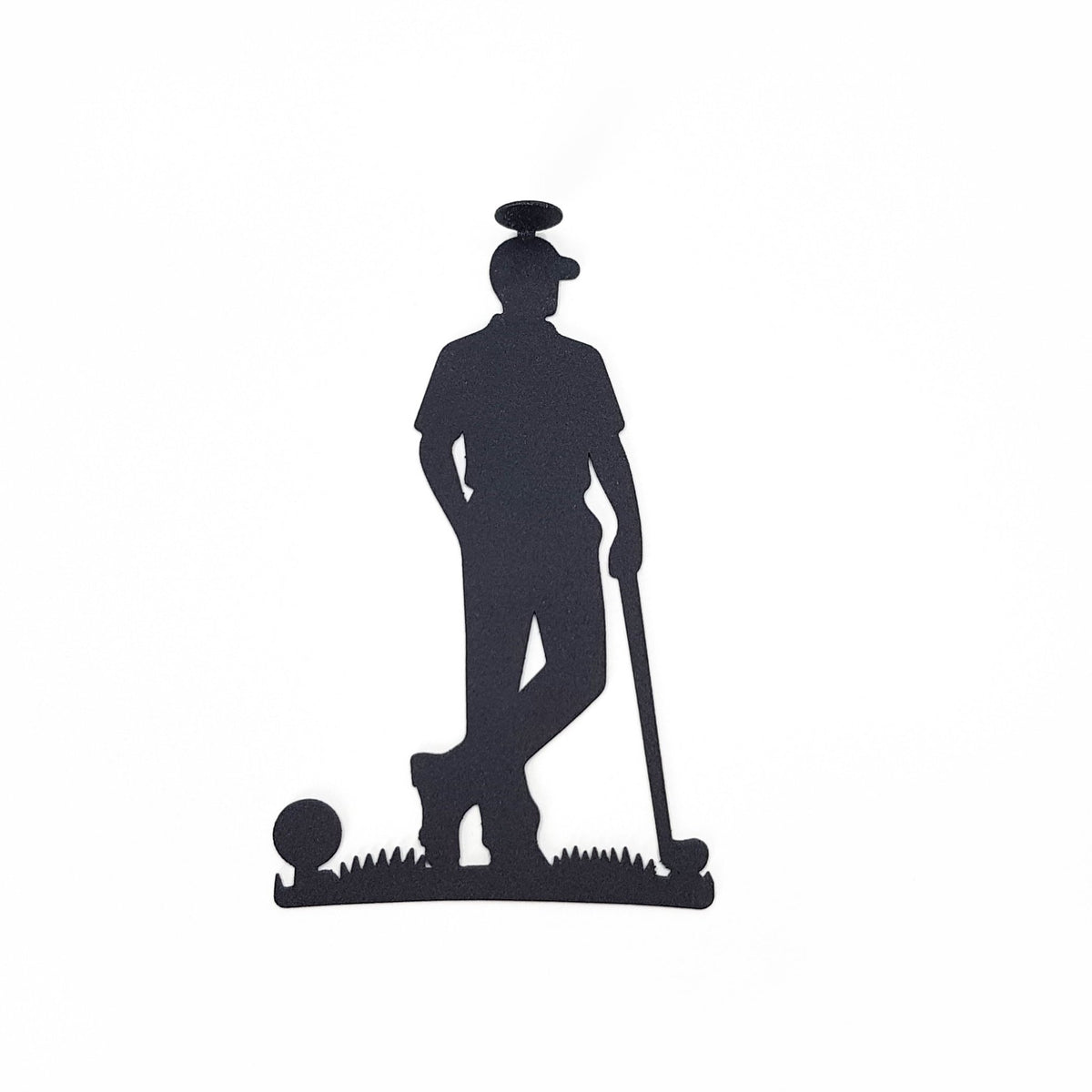 Golf Player metal bookmark shown flat on a white background