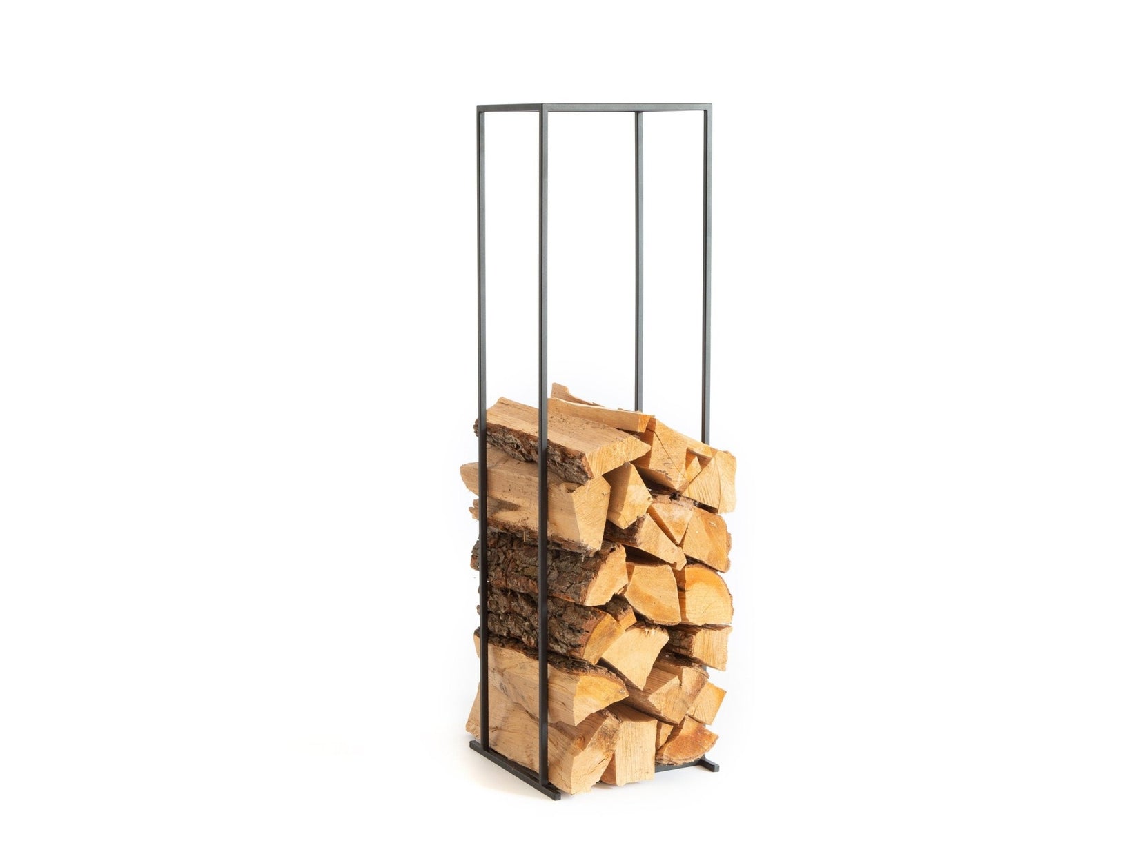Hand-Welded Iron Log Holder – Slim Firewood Storage for Indoors/Outdoors - Atelier Article